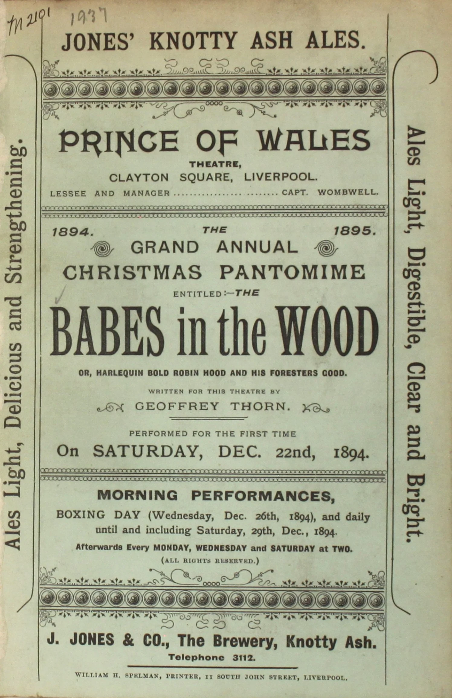 Lights Up On Liverpool‘s Theatre History - Babes in the Wood 1894