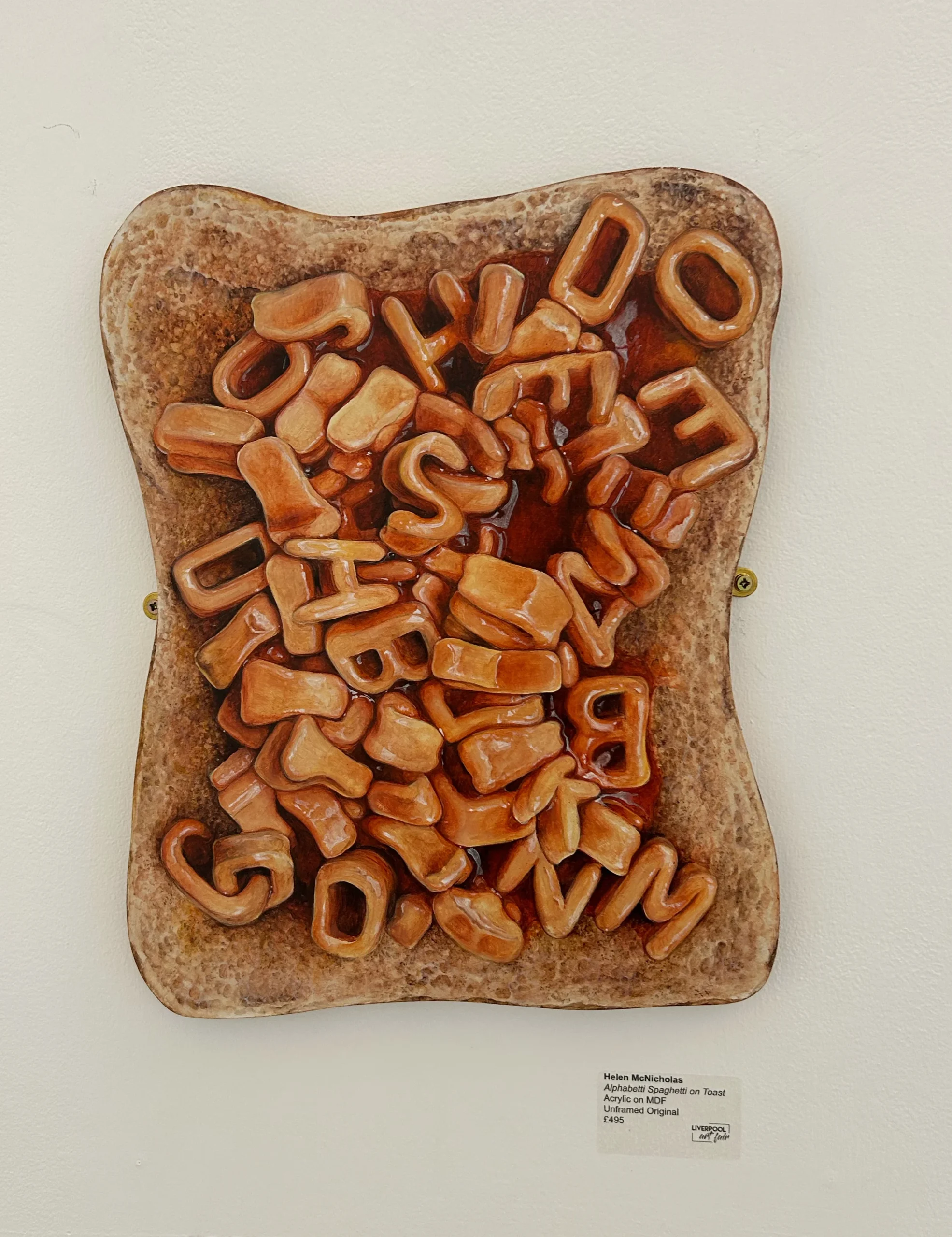 Liverpool Art Fair 2025 - Helen McNicholas - Alhabetti Spaghetti on Toast Acrylic on MDF