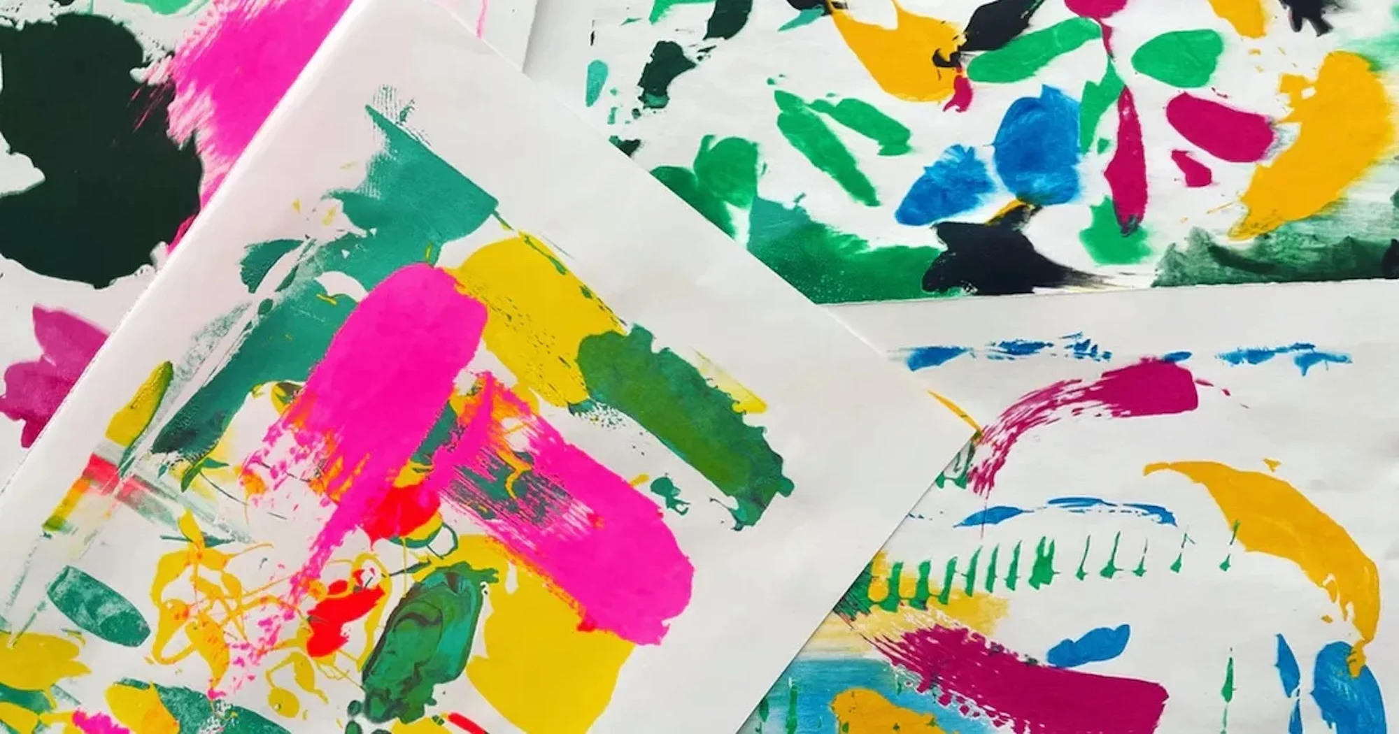 Coloured paintings scattered